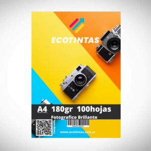 Papel Fotografico A4 Brillante 180g/m² 100 Hojas