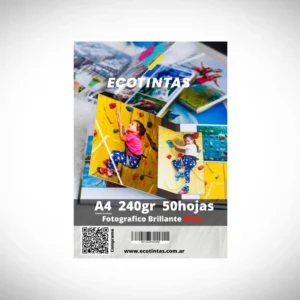 Papel Fotografico A4 Brillante Bifaz 240g/m² 50 Hojas