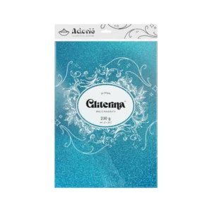 Gliterina A4 230g/m² 20 Hojas Celeste Agua fino