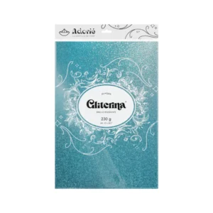 Gliterina A4 230g/m² 20 Hojas Celeste Lluvia