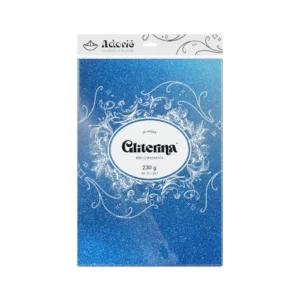 Gliterina A4 230g/m² 20 Hojas Celeste Oscuro fino