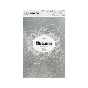 Gliterina A4 230g/m² 20 Hojas Plata Lunar