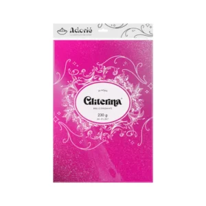 Gliterina A4 230g/m² 20 Hojas Rosa Neón